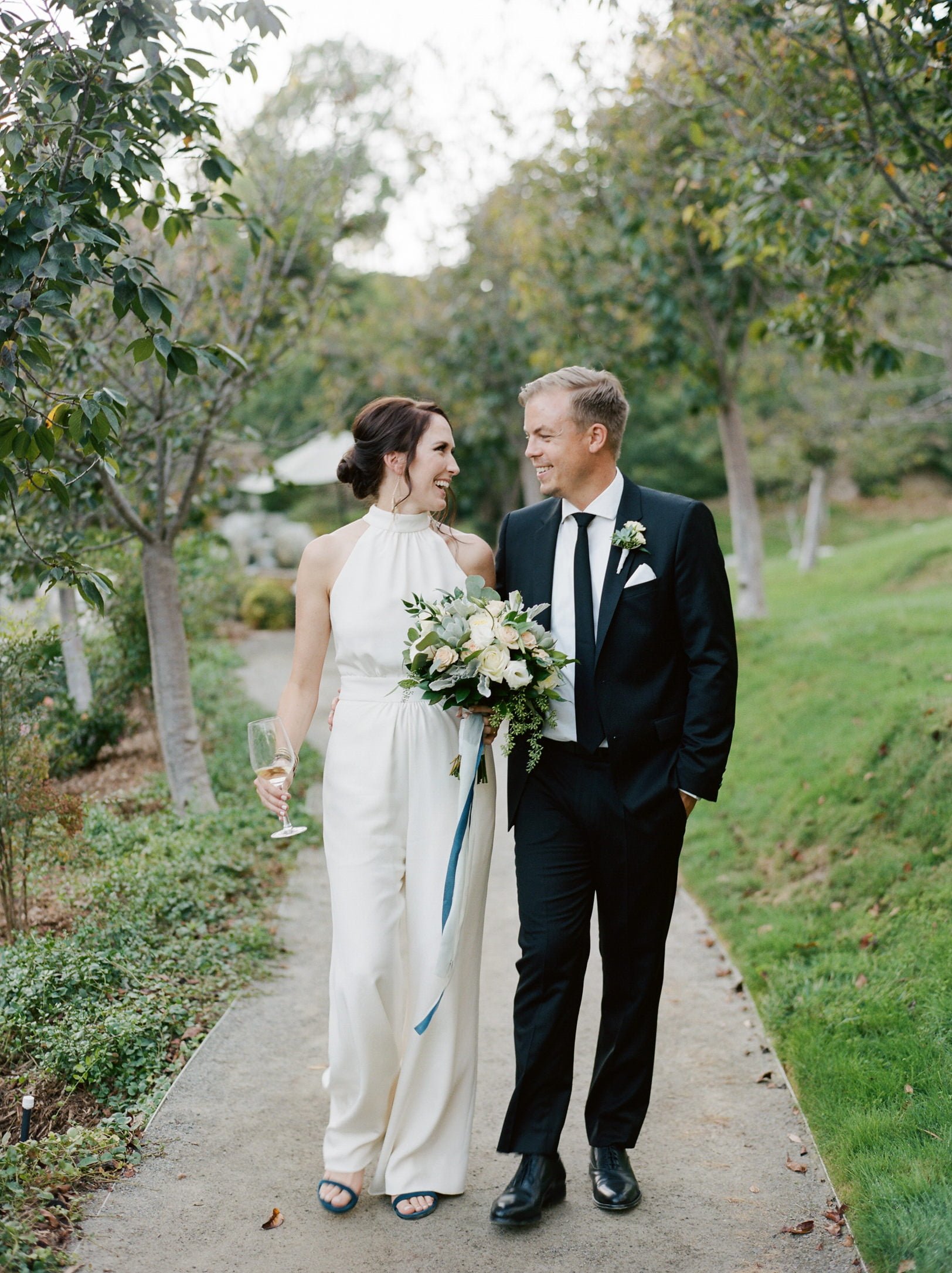 Japense Friendship Garden Oregon film wedding photography jumpsuit bride